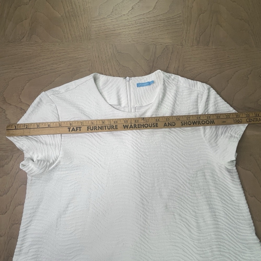 J McLaughlin Catalina Cloth Dress Large White Jacquard Short Sleeve A-line 36" - Picture 8 of 13